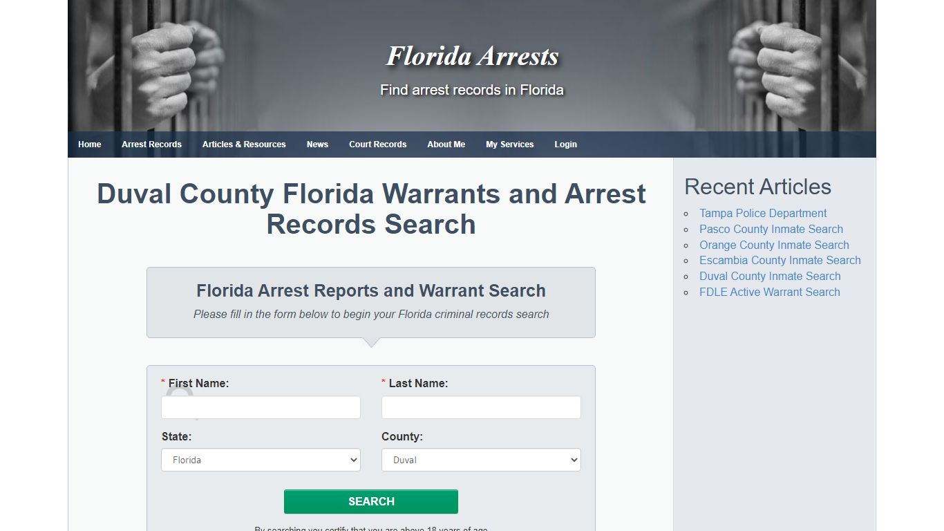 Duval County Florida Warrants and Arrest Records Search